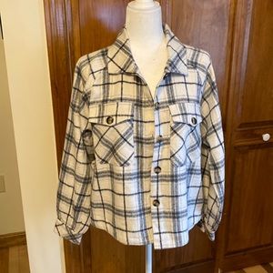 Cream colored plaid shacket. NWT